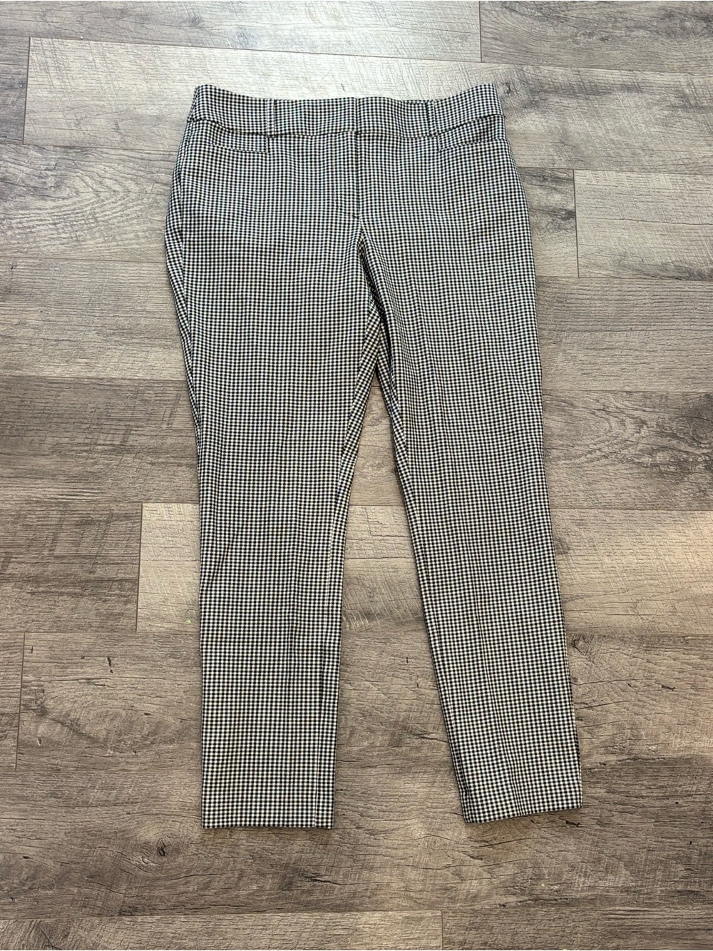 LOFT Women's Black/White Houndstooth Skinny Pants Twill Stretch Pockets 27" 8